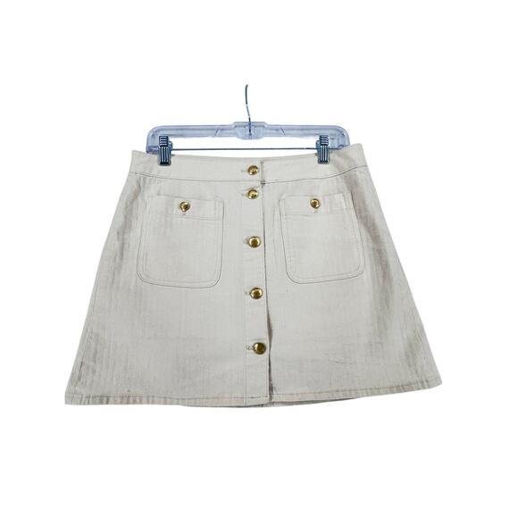 J.Crew Dresses & Skirts - J.Crew Cream Button Front Mini Skirt High Rise Pockets coast Preppy Size 28
